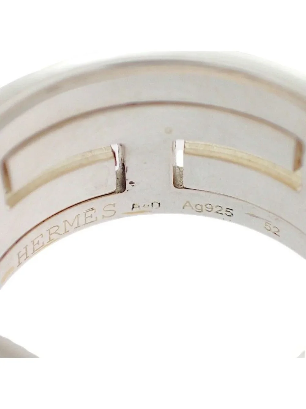 Hermes Move Ash Ring 52 925 Sterling Silver Black AB